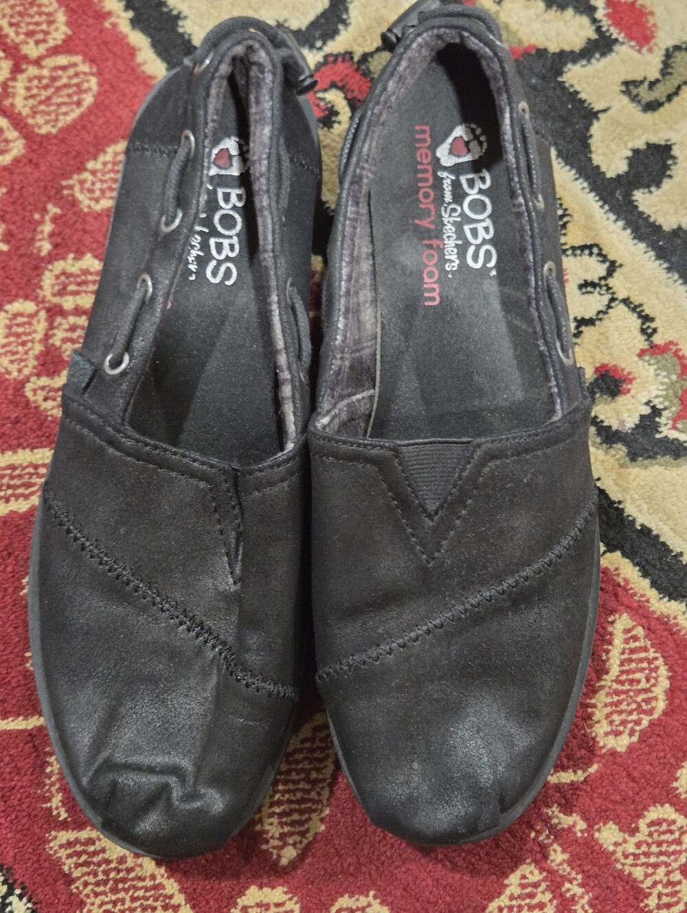 Skechers BOBS Black Slip-On Memory Foam Loafers